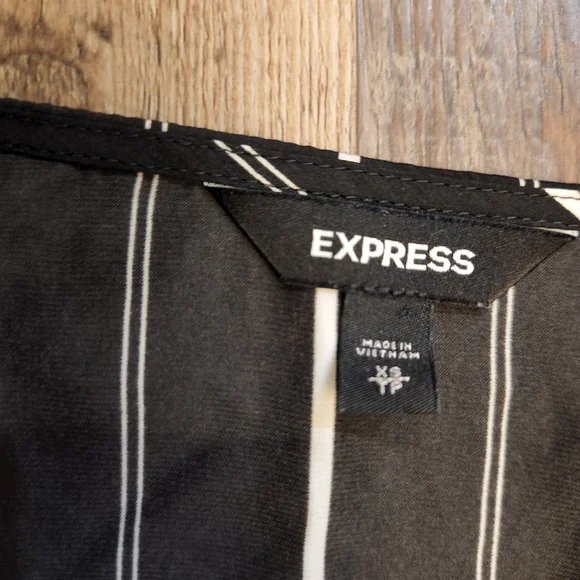 Express Black and White Striped Ruffled Dress - Picture 3 of 7